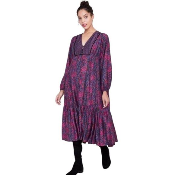 Hatch Dresses & Skirts - HATCH Maternity Purple Black Long Sleeve Floral The Addison Dress Size 0